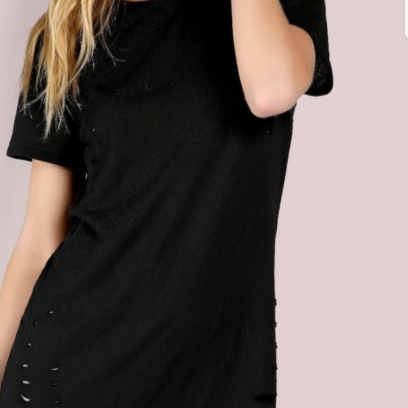 ■SOLDOUT■NEW CURVED HEM DISTRESSED TEE DRESS - Picture 2 of 4
